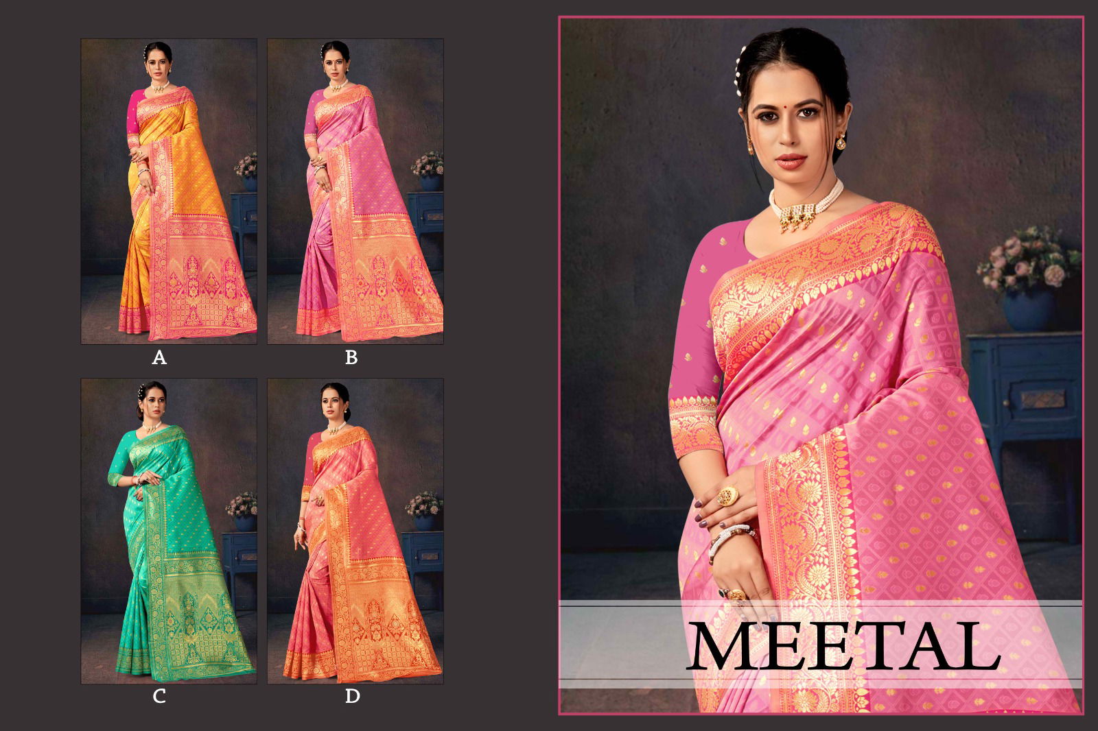 Ronisha Meetal Designer Banarasi Silk Saree Catalog
